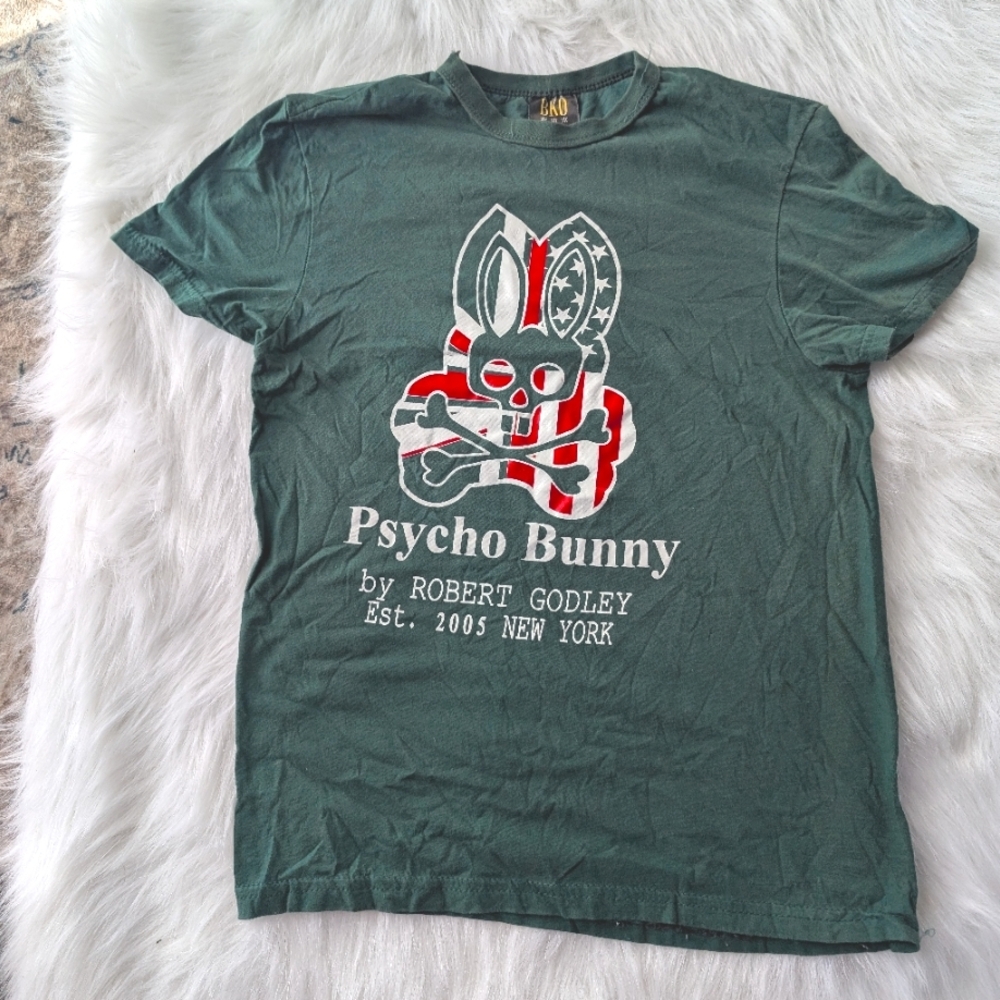 Vintage Y2K Psycho Bunny Womens Graphic Tee Size Medium Hip Hop Punk